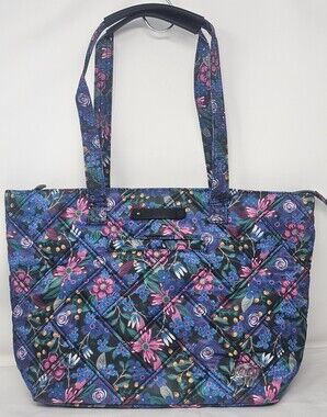 LUG RFID Skyliner Tote Shoulder Bag Whimsy Black Floral Pattern Trolley Sleeve